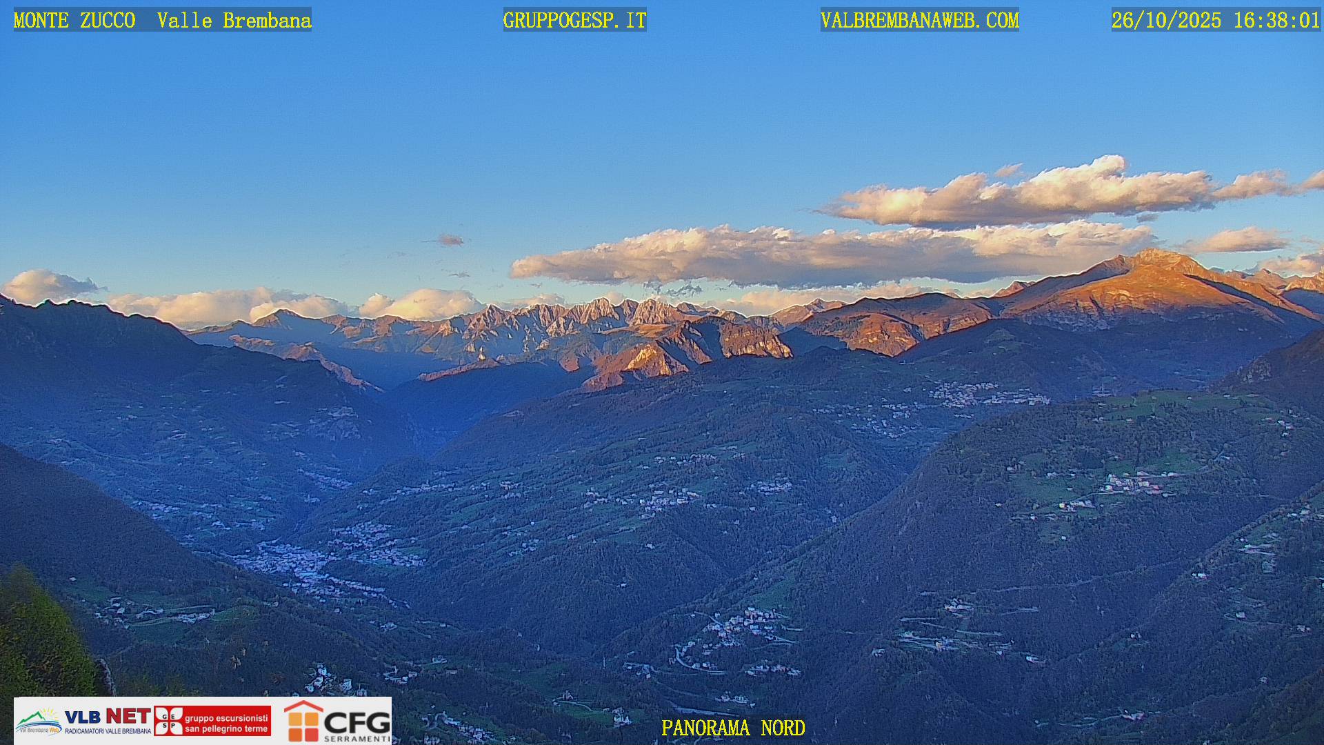 Webcam Monte Zucco – Panorama Orobie Nord visto dal Monte Zucco
